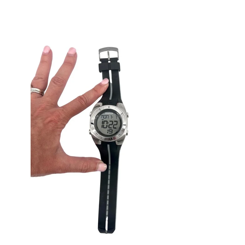 Vintage Reebok Digital Sport Watch Men's 41mm Black Gray 100M Chronograph Alarm